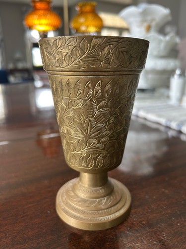 Vintage etched ornate brass - etched,